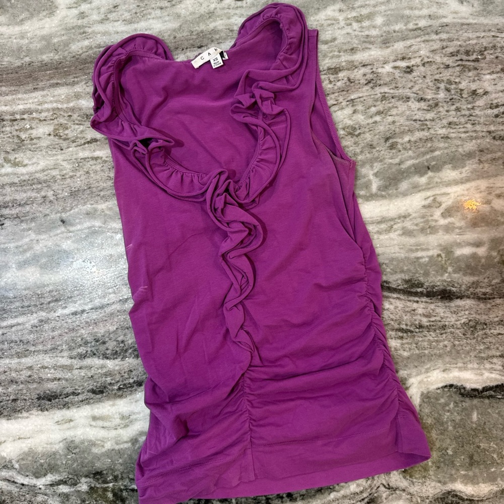 CAbi Vibrant Purple Ruffled Blouse